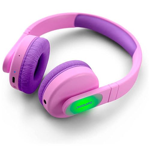 VoltShine Rosa Bluetooth-Kopfhörer mit Mikrofon, Soundsteuerung und drahtloser Konnektivität, ideal zum Musikhören und Telefonieren. von VoltShine