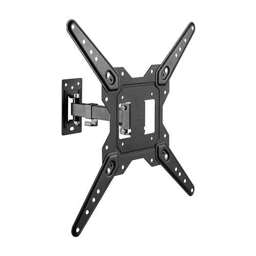 VoltShine Schwenkbare TV-Halterung für 23-55 Zoll (58,9-139,7 cm) bis 30 kg, mit 2 Drehgelenken, Schwarz, ideal für Raumoptimierung und einfache Betrachtung. von VoltShine