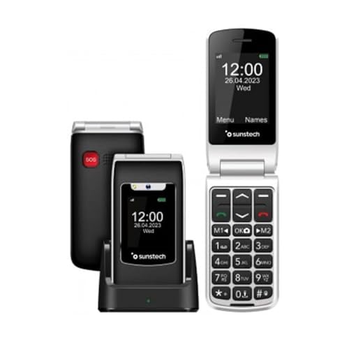 VoltShine Senior Telefon mit Dual-Display, 6,1 cm (2,4 Zoll), Bluetooth-Konnektivität, Basis und SOS-Taste, ideal für ältere Benutzer und einfache Kommunikation. von VoltShine
