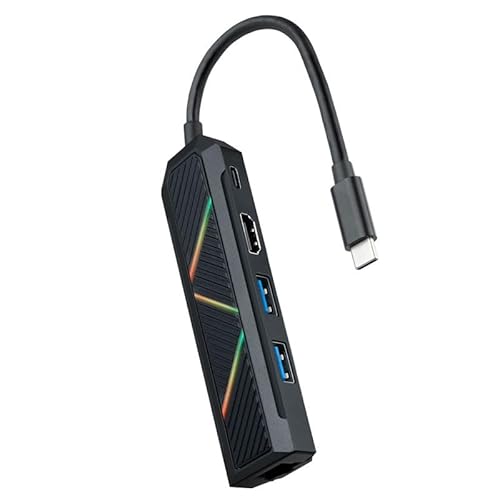 VoltShine USB-C HUB 2xUSB-A, USB-C, HDMI, RJ45 zum Laden und Anschluss an Displays und Netzwerke, ideal zur Erweiterung der Konnektivität in Geräten. von VoltShine