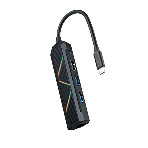 VoltShine USB-C-Hub mit 2 USB-A, USB-C zum Aufladen, HDMI und RJ45; zum Anschließen mehrerer Geräte und zur Erweiterung der Konnektivität. von VoltShine