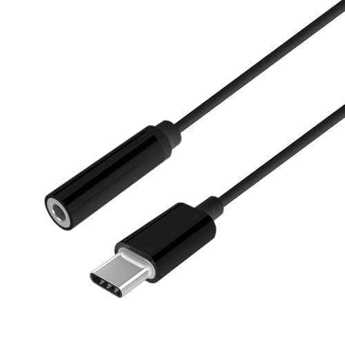 VoltShine USB-C-Stecker auf 3,5-mm-Klinkenbuchse, 15 cm, schwarz, ermöglicht den Anschluss von Kopfhörern und Audio-Geräten. VoltShine USB-C-Stecker auf 3,5-mm-Klinkenbuchse, 15 cm, schwarz, ermöglicht den Anschluss von Kopfhörern und Audio-Geräten. von VoltShine