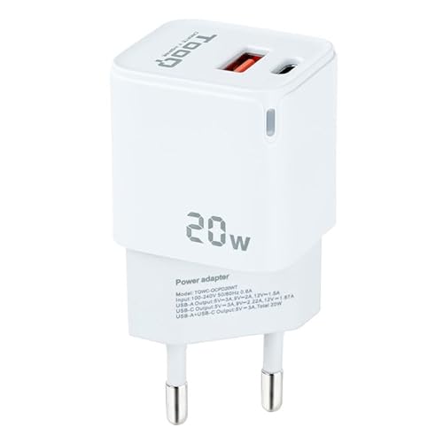 VoltShine USB-C- und USB-A-Ladegerät mit 20 W mit PD und QC, ideal zum schnellen Aufladen von mobilen Geräten und Tablets. von VoltShine