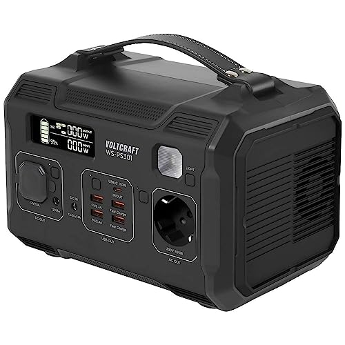 VOLTCRAFT WS-PS301 276Wh Powerstation Fast Charge Nickel-Mangan-Cobalt Schwarz (matt) Outdoor, LED Taschenlampe, Status von Voltcraft