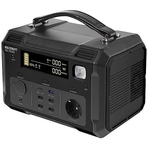 VOLTCRAFT WS-PS501 484Wh Powerstation Fast Charge Nickel-Mangan-Cobalt Schwarz (matt) Outdoor, LED Taschenlampe, Status von Voltcraft