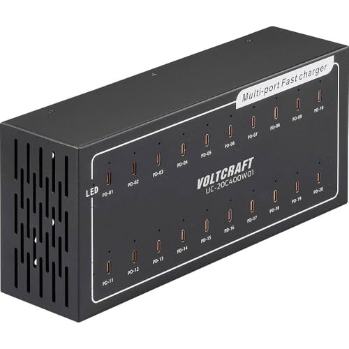 Voltcraft UC-20C400W01 USB Ladegerät 400 W 20x USB-C® USB PD Innenbereich USB Power Delivery (USB-PD) von Voltcraft