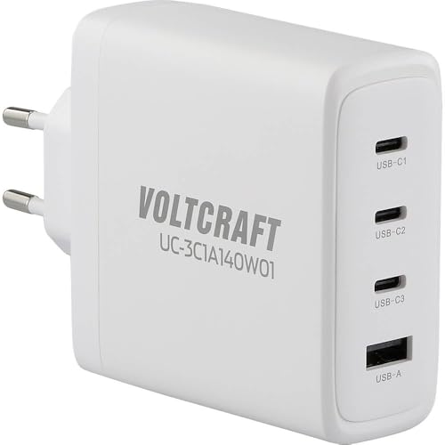 Voltcraft UC-3C1A140W01 USB-Ladegerät 140 W Steckdose Ausgangsstrom (max.) 5 A USB-A, USB-C® Anzahl Ausgänge: 4 x GaN von Voltcraft