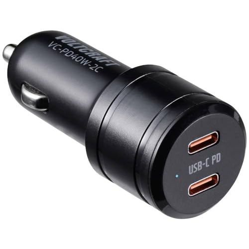 Voltcraft VC-PD40W-2C USB-Ladegerät KFZ Ausgangsstrom (max.) 3 A Anzahl Ausgänge: 2 x USB-C® USB Power Delivery (USB-PD von Voltcraft