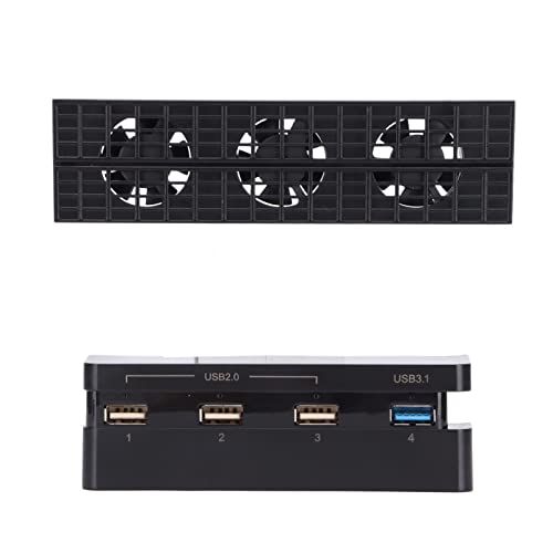 Vomeko Intelligenter Lüfter Und Hub Für Das PS4 Slim-Konsolensystem, Automatischer Intelligenter Lüfter Und 4-Port-USB-Hub Für Die PS4-Konsole von Vomeko
