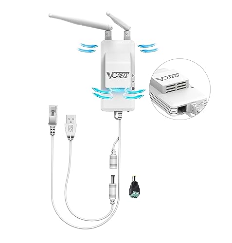 VONETS VAP11S-5G Industrieller 5GHz WiFi Bridge Repeater mit Ethernet Splitter, WiFi RJ45 1 Stecker auf 2 Buchsen LAN Cat5 Ethernet Kabel Splitter Exklusive WiFi Bridge mit Lüfter von Vonets