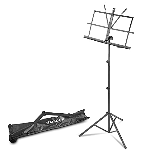 Vonyx MSSO2 faltbarer Notenständer Klappbar Stabil, inkl. Transport-Tasche, mobiler Notenblattständer, Notenhalter Klemmen, höhenverstellbar 50-120cm, max. 1,5 kg Buchständer Notenständer Schwarz Vonyx MSSO2 faltbarer Notenständer Klappbar Stabil, inkl. Transport-Tasche, mobiler Notenblattständer, Notenhalter Klemmen, höhenverstellbar 50-120cm, max. 1,5 kg Buchständer Notenständer Schwarz von Vonyx
