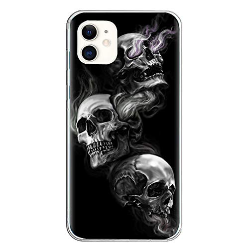 Halloween HandyHülle Kompatibel mit Apple iPhone 11 Pro Hülle Transparent [Stoßfest] Weiche Silikon [Kratzfest] TPU Bumper Ultra Dünn Totenkopfes Blume Muster Durchsichtige Schutzhülle(5) von VooDirop