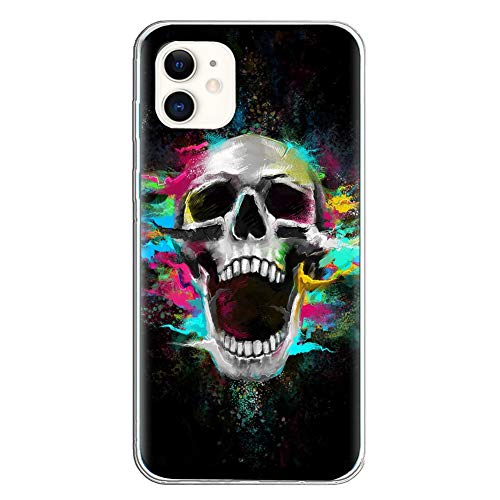 Halloween HandyHülle Kompatibel mit Apple iPhone 7/8/SE 2020 Hülle Transparent [Stoßfest] Weiche Silikon [Kratzfest] TPU Bumper Ultra Dünn Totenkopfes Blume Muster Durchsichtige Schutzhülle(4) von VooDirop