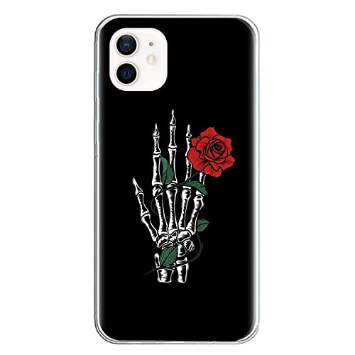 Halloween HandyHülle Kompatibel mit Apple iPhone X/XS Hülle Transparent [Stoßfest] Weiche Silikon [Kratzfest] TPU Bumper Ultra Dünn Totenkopfes Blume Muster Durchsichtige Schutzhülle(19) von VooDirop