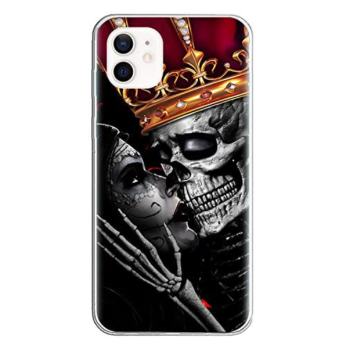 Halloween HandyHülle Kompatibel mit Apple iPhone XR Hülle Transparent [Stoßfest] Weiche Silikon [Kratzfest] TPU Bumper Ultra Dünn Totenkopfes Blume Muster Durchsichtige Schutzhülle(21) von VooDirop