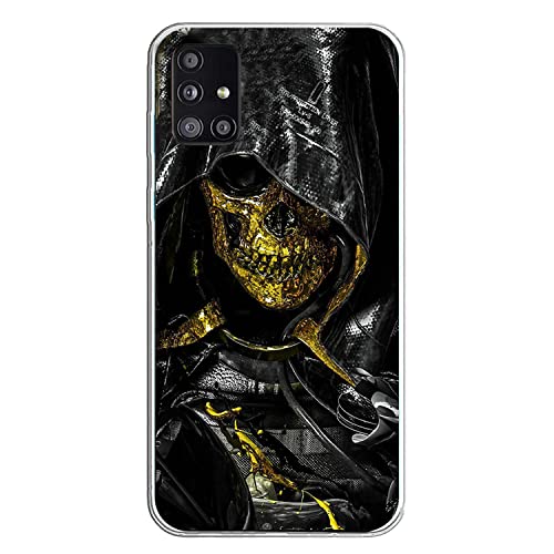 Halloween HandyHülle Kompatibel mit Samsung Galaxy A32 5G Hülle Transparent [Stoßfest] Weiche Silikon [Kratzfest] TPU Bumper Ultra Dünn Totenkopfes Blume Muster Durchsichtige Schutzhülle(18) von VooDirop