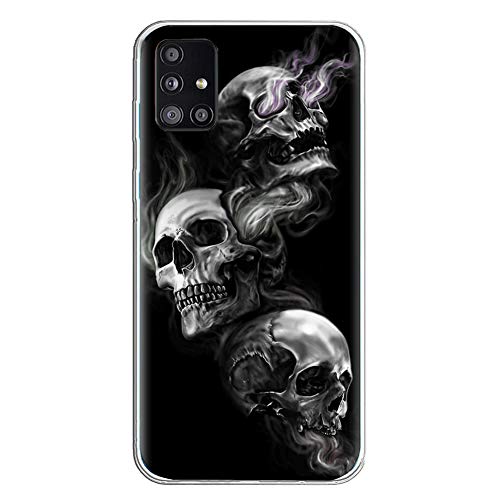 Halloween HandyHülle Kompatibel mit Samsung Galaxy A32 5G Hülle Transparent [Stoßfest] Weiche Silikon [Kratzfest] TPU Bumper Ultra Dünn Totenkopfes Blume Muster Durchsichtige Schutzhülle(5) von VooDirop