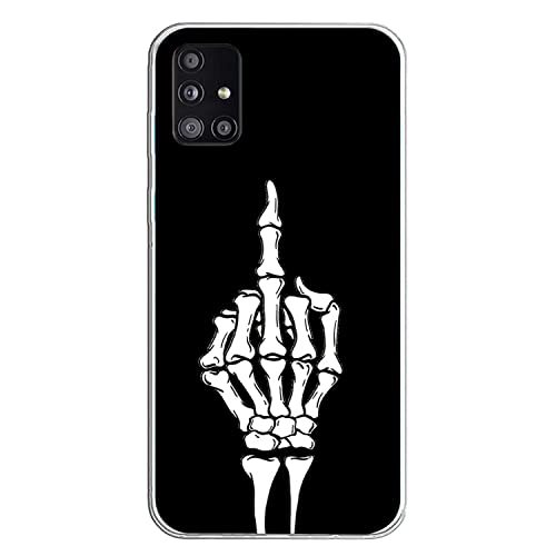 Halloween HandyHülle Kompatibel mit Samsung Galaxy A71 5G Hülle Transparent [Stoßfest] Weiche Silikon [Kratzfest] TPU Bumper Ultra Dünn Totenkopfes Blume Muster Durchsichtige Schutzhülle(16) von VooDirop