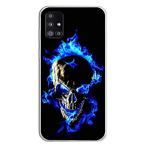 Halloween HandyHülle Kompatibel mit Samsung Galaxy A71 5G Hülle Transparent [Stoßfest] Weiche Silikon [Kratzfest] TPU Bumper Ultra Dünn Totenkopfes Blume Muster Durchsichtige Schutzhülle(19) von VooDirop