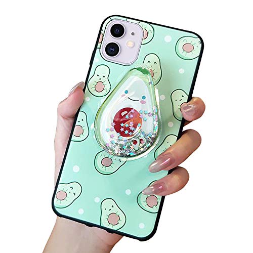 Handyhülle Kompatibel mit Apple iPhone 13 Mini Hülle Cute Weiche Silikon Gel Kratzfest Schutzhülle mit Glitzer Flüssig Flexible TPU Interessante Ständer Cover Case für Mädchen(Avocado) von VooDirop