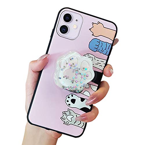 Handyhülle Kompatibel mit Apple iPhone 13 Pro Hülle Cute Weiche Silikon Gel Kratzfest Schutzhülle mit Glitzer Flüssig Flexible TPU Interessante Ständer Cover Case für Mädchen(Klaue der Katze) von VooDirop