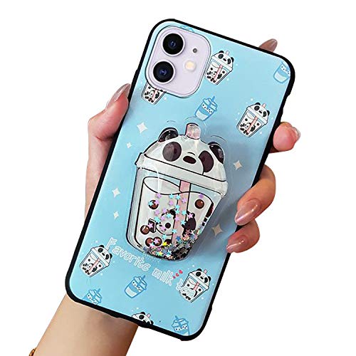 Handyhülle Kompatibel mit Apple iPhone 14 Plus Hülle Cute Weiche Silikon Gel Kratzfest Schutzhülle mit Glitzer Flüssig Flexible TPU Interessante Ständer Cover Case für Mädchen(Panda) von VooDirop