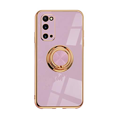 Handyhülle Kompatibel mit Samsung Galaxy S20 Ultra Hülle Silikon TPU Ultra Dünn Case mit 360 Grad Ring Ständer Bumper Schutzhülle Fingerhalter Magnetische Autohalterung Stoßfest Cover (Lila) von VooDirop