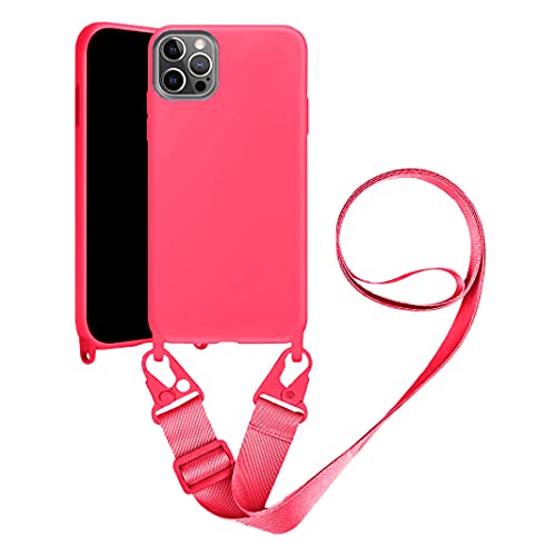 Handykette Handyhülle kompatibel mit Apple iPhone 11 Necklace Hülle Nylon Schultergurt Weich Silikon TPU Cover mit Kordel zum Umhängen Schutzhülle mit Stylische Band(Rote Rose) von VooDirop