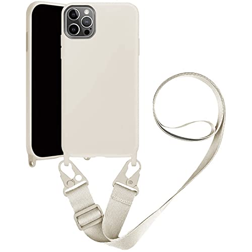 Handykette Handyhülle kompatibel mit Apple iPhone 15 Plus Necklace Hülle Nylon Schultergurt Weich Silikon TPU Cover mit Kordel zum Umhängen Schutzhülle mit Stylische Band(Weiß) von VooDirop