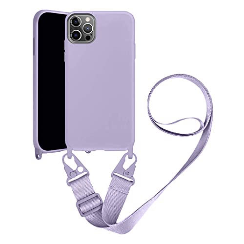 Handykette Handyhülle kompatibel mit Apple iPhone 7/8/SE 2020 Necklace Hülle Nylon Schultergurt Weich Silikon TPU Cover mit Kordel zum Umhängen Schutzhülle mit Stylische Band(Lila) von VooDirop