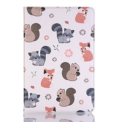 Schön Tablethülle kompatibel mit Samsung Galaxy Tab A 8.0 (SM-T290/T295/T297) Hülle PU Leder TPU Bumper Smart Flip Ständer Wallet Schutzhülle mit Kartentasche Auto Schlaf/Wach Cover (Fuchs Waschbär) von VooDirop