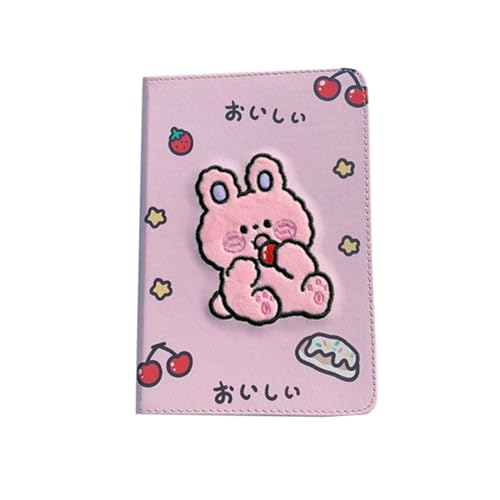 Süße Stickerei Cartoon Tablethülle kompatibel mit New iPad 9/8/7 Generation Hülle PU Leder TPU Bumper Smart Flip Schutzhülle mit Ständer und Auto Schlaf/Wach Funktion Case Cover(Hase) von VooDirop