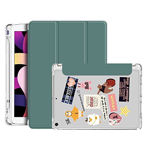 VooDirop Hülle Kompatibel mit iPad Air 10.5" (3rd Gen) 2019 / iPad Pro 10.5" 2017 Schutzhülle mit Stifthalter Ultradünn Leder Cover mit DIY Transparenter Rückseite Case, Auto Sleep/Wake (Dunkelgrün) von VooDirop