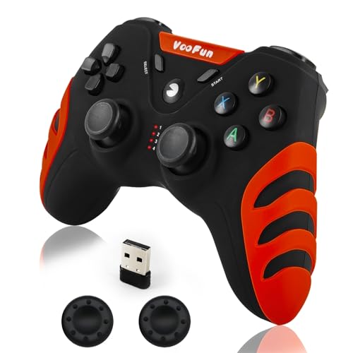 VooFun Controller PC, Wireless PS3 Controller Gamepad PC mit Dual-Vibration, Gaming Controller für PC Windows 7/8/10/11, PS3, Steam, Android Smart TV, TV Box, Raspberry Pi (Rot) von VooFun