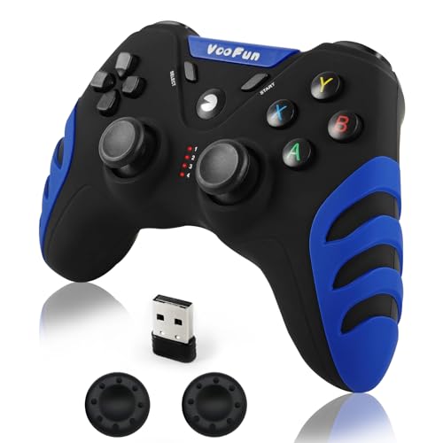 VooFun PC Controller, Wireless PS3 Controller PC Gamepad mit Dual-Vibration, Gaming Controller für PC Windows 7/8/10/11, PS3, Steam, Android Smart TV, TV Box, Raspberry Pi (Blau) von VooFun