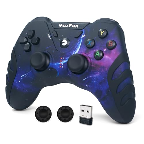 VooFun PC Controller Wireless, Gamepad PC PS3 Controller mit Dual-Vibration, 2.4g wireless Gaming Controller für Windows 7/8/10/11, PS3, Laptop, Steam, Android Smart TV, TV Box (Galaxie) von VooFun