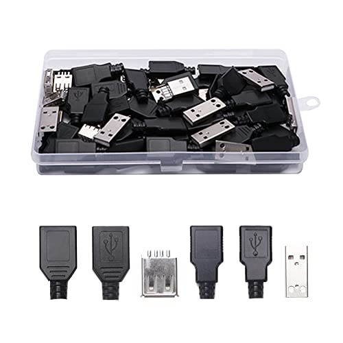 VooGenzek 12 Sätze USB 2.0 Typ Stecker, USB 2.0 Typ A 4-Polig Buchse Adapter Stecker mit Kunststoff Abdeckung, USB 2.0 Typ A 4-Polig Männlich Weiblich Stecker für DIY Kabel, USB Stecker Typ A 4-polig von VooGenzek