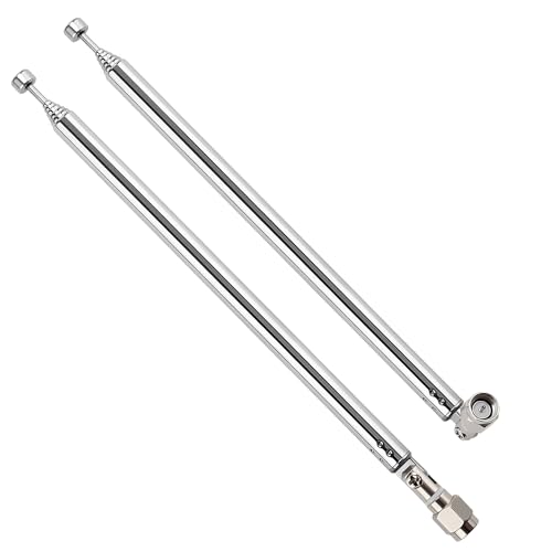 VooGenzek 2 Stück 75cm 7 Abschnitte Teleskopantenne Antenne, FM UKW Tragbare Radio Antenne Ersatz, Ersatz-Teleskopantenne, mit SMA Stecker, für TV-Radio DAB FM/AM-Stereoempfang von VooGenzek