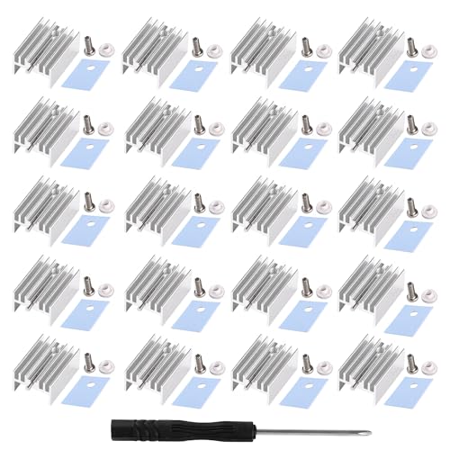 VooGenzek 20 Stücke TO-220 Kühlkörper und Isolator/Montagesätze, Kühlkörper mit Nadel + Schraube + Unterlegscheibe + Isolierer gummiertes Silikon, für TO-220 MOSFET-Transistor, 20x15x10 mm VooGenzek 20 Stücke TO-220 Kühlkörper und Isolator/Montagesätze, Kühlkörper mit Nadel + Schraube + Unterlegscheibe + Isolierer gummiertes Silikon, für TO-220 MOSFET-Transistor, 20x15x10 mm von VooGenzek