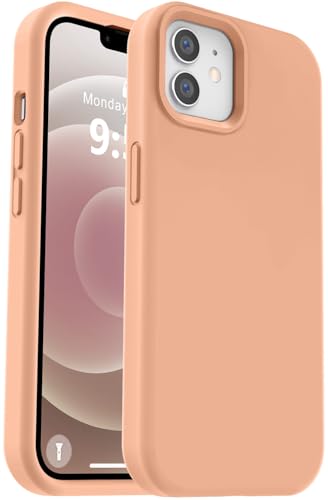 Vooii Kompatibel mit iPhone 12 Hülle/iPhone 12 Pro Hülle, Flüssigsilikon-Upgrade [weiches, kratzfestes Mikrofaserfutter] [stoßfester Fallschutz] Handyhülle 15,5 cm (6,1 Zoll), Cantaloupe von Vooii