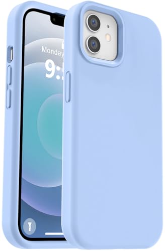 Vooii Kompatibel mit iPhone 12 Hülle/iPhone 12 Pro Hülle, Flüssigsilikon-Upgrade [weiches, kratzfestes Mikrofaserfutter] [stoßfester Fallschutz] Handyhülle 15,5 cm (6,1 Zoll), Hellblau von Vooii