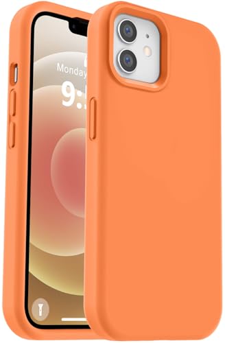 Vooii Kompatibel mit iPhone 12 Hülle/iPhone 12 Pro Hülle, Flüssigsilikon-Upgrade [weiches, kratzfestes Mikrofaserfutter] [stoßfester Fallschutz] Handyhülle 15,5 cm (6,1 Zoll), Hellorange von Vooii