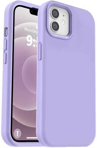Vooii Kompatibel mit iPhone 12 Hülle/iPhone 12 Pro Hülle, Flüssigsilikon-Upgrade [weiches, kratzfestes Mikrofaserfutter] [stoßfester Fallschutz] Handyhülle 15,5 cm (6,1 Zoll), Hellviolett von Vooii