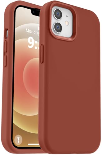 Vooii Kompatibel mit iPhone 12 Hülle/iPhone 12 Pro Hülle, Flüssigsilikon-Upgrade [weiches, kratzfestes Mikrofaserfutter] [stoßfester Fallschutz] Handyhülle 15,5 cm (6,1 Zoll), Karamell von Vooii
