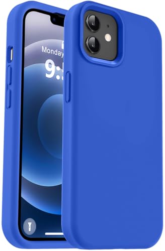 Vooii Kompatibel mit iPhone 12 Hülle/iPhone 12 Pro Hülle, Flüssigsilikon-Upgrade [weiches, kratzfestes Mikrofaserfutter] [stoßfester Fallschutz] Handyhülle 15,5 cm (6,1 Zoll), Klein Blau von Vooii