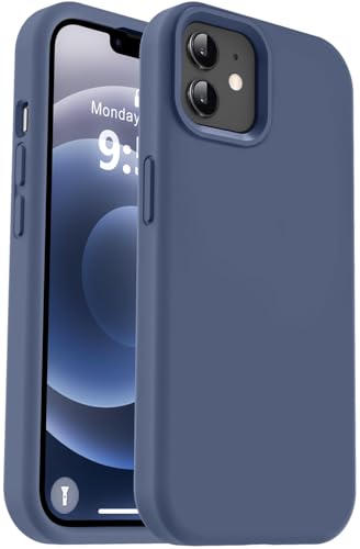 Vooii Kompatibel mit iPhone 12 Hülle/iPhone 12 Pro Hülle, Flüssigsilikon-Upgrade [weiches, kratzfestes Mikrofaserfutter] [stoßfester Fallschutz] Handyhülle 15,5 cm (6,1 Zoll), Marineblau von Vooii
