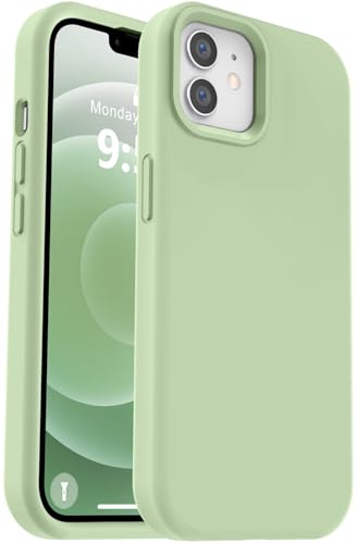 Vooii Kompatibel mit iPhone 12 Hülle/iPhone 12 Pro Hülle, Flüssigsilikon-Upgrade [weiches, kratzfestes Mikrofaserfutter] [stoßfester Fallschutz] Handyhülle 15,5 cm (6,1 Zoll), Matcha von Vooii