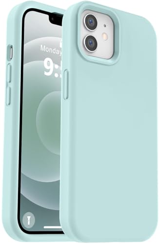 Vooii Kompatibel mit iPhone 12 Hülle/iPhone 12 Pro Hülle, Flüssigsilikon-Upgrade [weiches, kratzfestes Mikrofaserfutter] [stoßfester Fallschutz] Handyhülle 15,5 cm (6,1 Zoll), Minzgrün von Vooii
