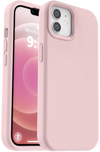 Vooii Kompatibel mit iPhone 12 Hülle/iPhone 12 Pro Hülle, Flüssigsilikon-Upgrade [weiches, kratzfestes Mikrofaserfutter] [stoßfester Fallschutz] Handyhülle 15,5 cm (6,1 Zoll), Rosa Sand von Vooii