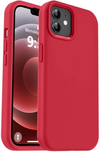 Vooii Kompatibel mit iPhone 12 Hülle/iPhone 12 Pro Hülle, Flüssigsilikon-Upgrade [weiches, kratzfestes Mikrofaserfutter] [stoßfester Fallschutz] Handyhülle 15,5 cm (6,1 Zoll), Rot von Vooii
